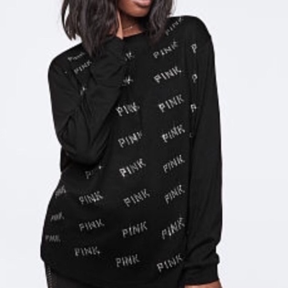 VS PINK S L BLING RHINESTONE CREW NECK LONG-SLEEVE - Picture 6 of 6